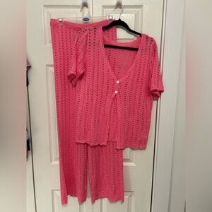 NWOT Pink Knit Bathing Suit Cover-Up Set (Amazon)